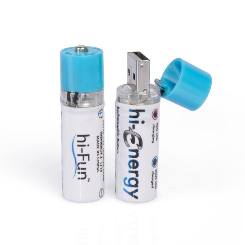 HIFUNFUN Batterie ricaricabili Hi-Fun Hi-Energy stilo AA carica USB 2 pezzi